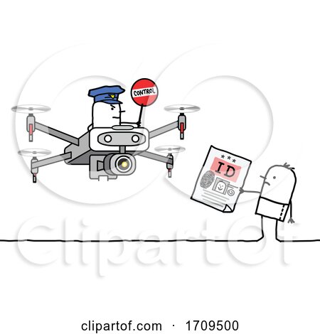 Stick Man Showing His ID to a Drone Officer by NL shop