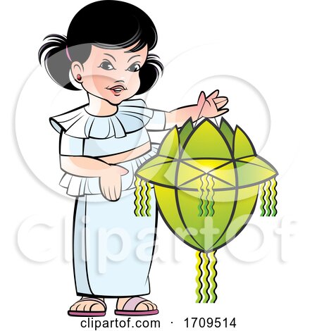 Girl Holding a Vesak Lantern by Lal Perera