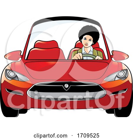 Woman Driving a Red Car by Lal Perera