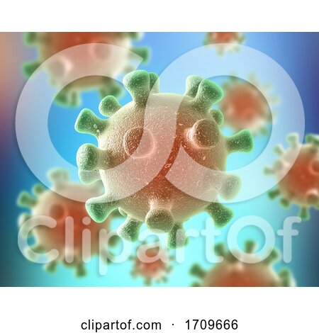 3D Medical Background with Detailed Abstract Virus Cells by KJ Pargeter