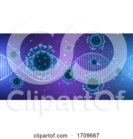 Medical Background with Dna Strand and Abstract Virus Cells by KJ Pargeter