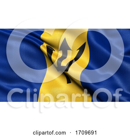 3D Illustration of the Flag of Barbados Waving in the Wind by stockillustrations