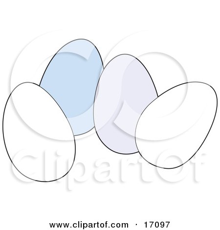 White and Blue Chicken Eggs on Easter Clipart Illustration by Maria Bell