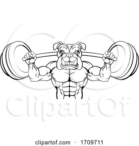 Bulldog Mascot Weight Lifting Body Builder by AtStockIllustration