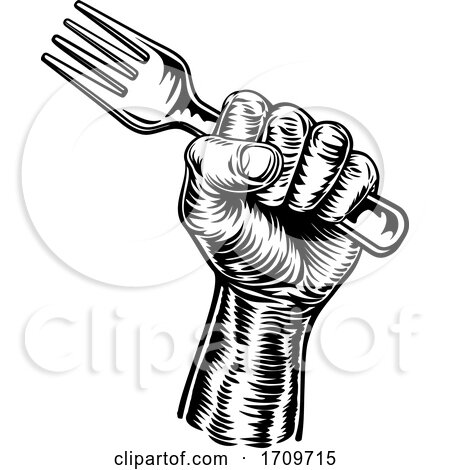 Hand Holding Fork by AtStockIllustration