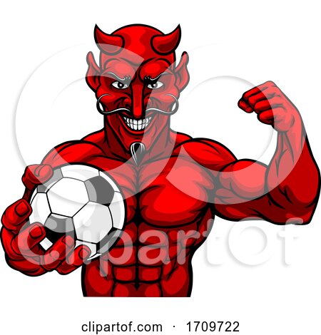 Devil Soccer Football Sports Mascot Holding Ball by AtStockIllustration
