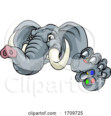 Elephant Video Games Controller Gamer Mascot by AtStockIllustration