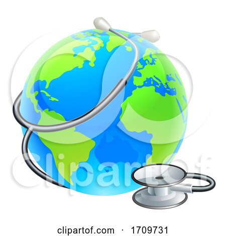 Earth World Globe with Stethoscope by AtStockIllustration