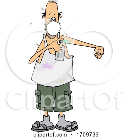 Cartoon Man Wearing a Mask and Spraying Bug Repellent by djart