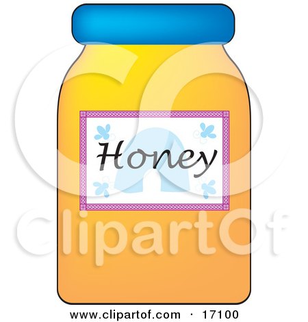 Jar of Honey With a Blue Lid Clipart Illustration by Maria Bell