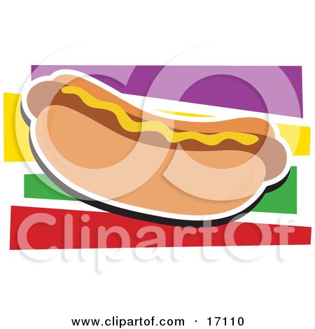 Fast Food Hot Dog on a Bun and Garnished With Mustard Clipart Illustration by Maria Bell