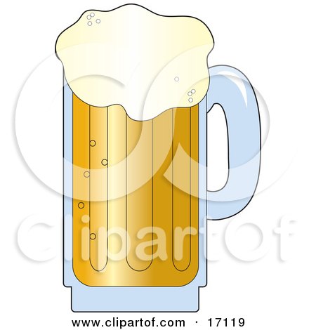 Frothy And Bubbly Mug Of Beer With The Froth Overflowing Clipart Illustration by Maria Bell