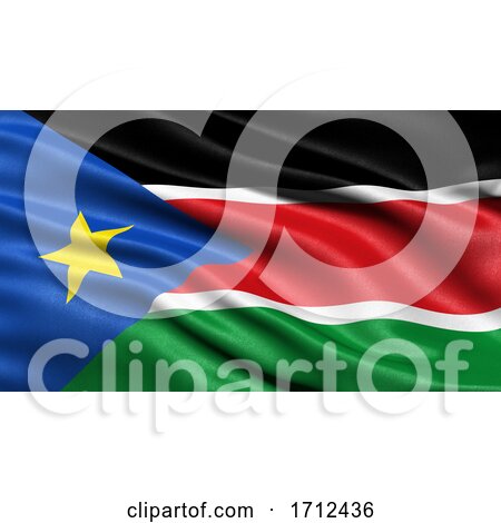 3D Illustration of the Flag of South Sudan Waving in the Wind by stockillustrations