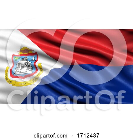 3D Illustration of the Flag of Sint Maarten Waving in the Wind by stockillustrations