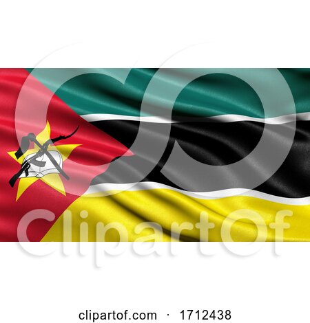 3D Illustration of the Flag of Mozambique Waving in the Wind by stockillustrations
