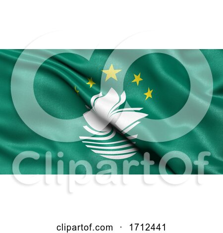 3D Illustration of the Flag of Macau Waving in the Wind by stockillustrations