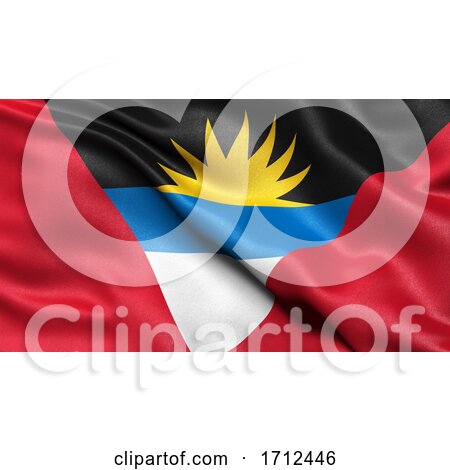 3D Illustration of the Flag of Antigua and Barbuda Waving in the Wind by stockillustrations
