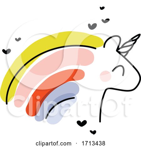 Artistic Vector Illustration of Cheerful Unicorn with Rainbow Hair by elena