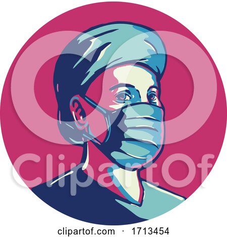 Frontline Worker Nurse Wearing a Surgical Mask by patrimonio