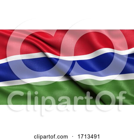 3D Illustration of the Flag of Gambia Waving in the Wind by stockillustrations