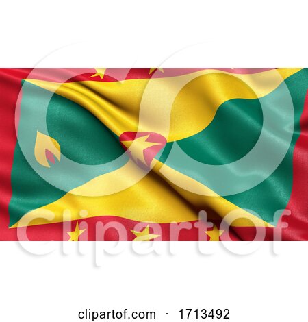 3D Illustration of the Flag of Grenada Waving in the Wind by stockillustrations