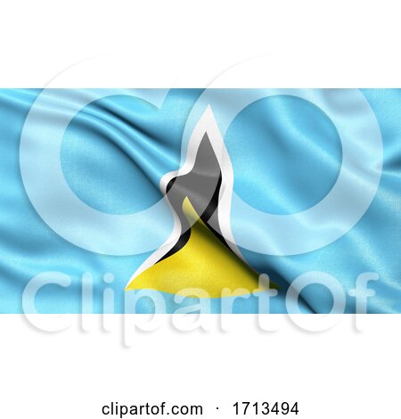 3D Illustration of the Flag of Saint Lucia Waving in the Wind by stockillustrations