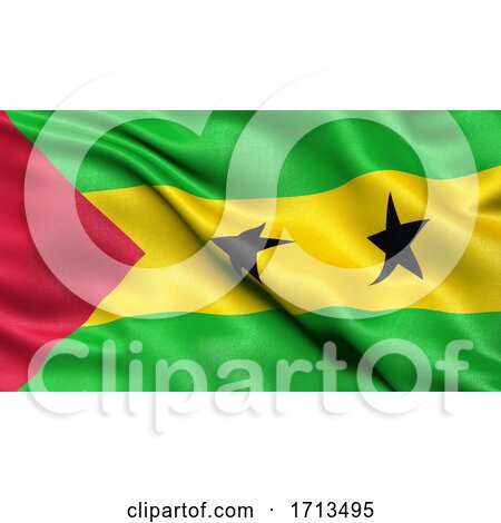 3D Illustration of the Flag of São Tomé and Príncipe Waving in the Wind by stockillustrations