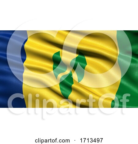 3D Illustration of the Flag of Saint Vincent and the Grenadines Waving in the Wind by stockillustrations