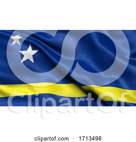 3D Illustration of the Flag of Curacao Waving in the Wind by stockillustrations