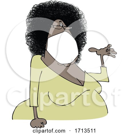 Cartoon Black Woman Presenting and Wearing a Mask by djart