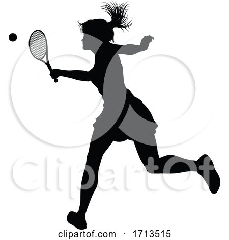 Tennis Silhouette Sport Player Woman by AtStockIllustration