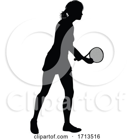 Tennis Silhouette Sport Player Woman by AtStockIllustration