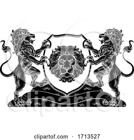 Coat of Arms Lions Crest Shield Family Seal by AtStockIllustration