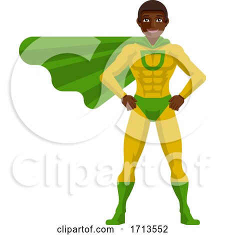 Black Superhero Man Cartoon by AtStockIllustration