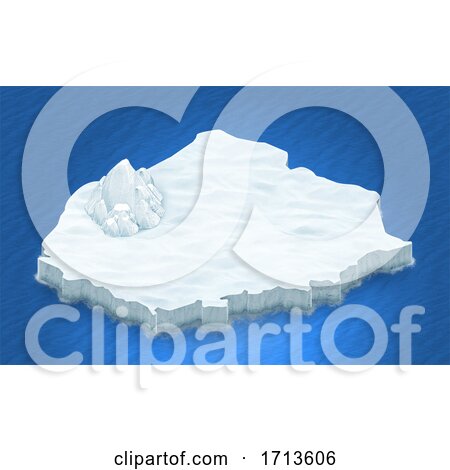 3D Isometric Terrain of Ice on a Blue Ocean Background by KJ Pargeter