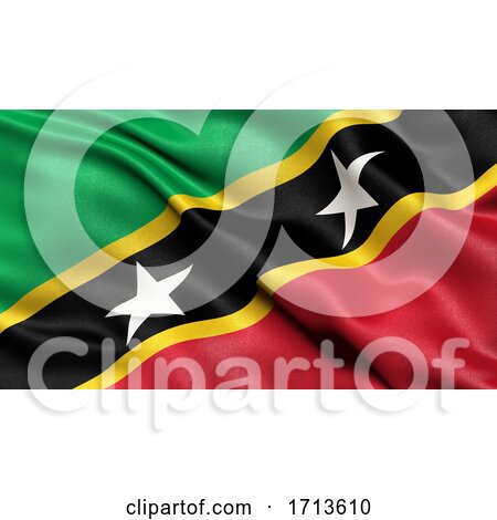 3D Illustration of the Flag of Saint Kitts and Nevis Waving in the Wind by stockillustrations