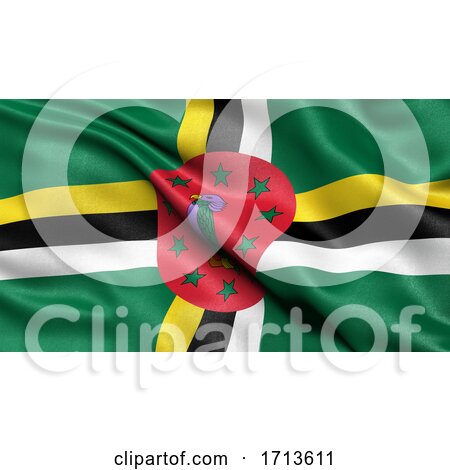 3D Illustration of the Flag of Dominica Waving in the Wind by stockillustrations