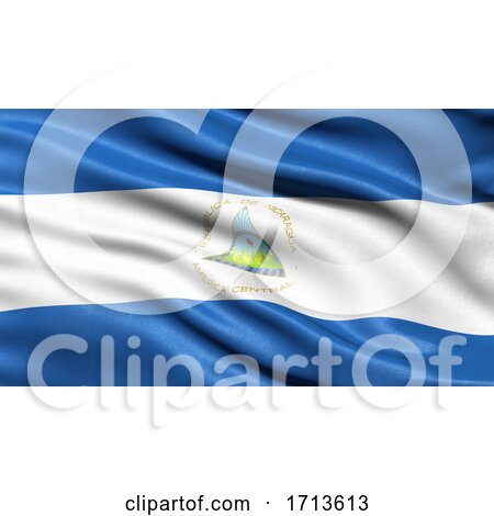 3D Illustration of the Flag of Nicaragua Waving in the Wind by stockillustrations