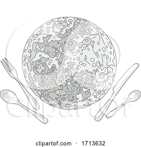 Sweet Cake Moon with Silverware by Alex Bannykh