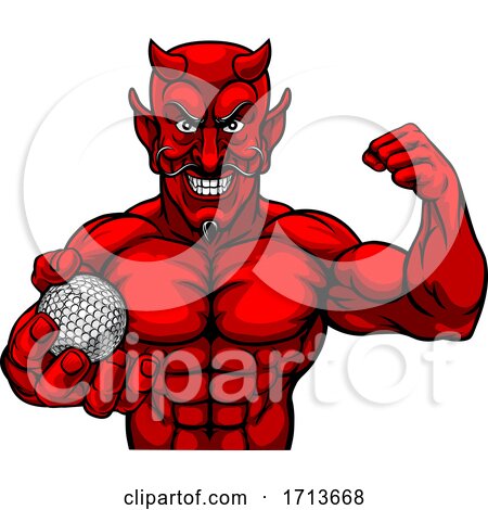 Devil Golf Sports Mascot Holding Ball by AtStockIllustration