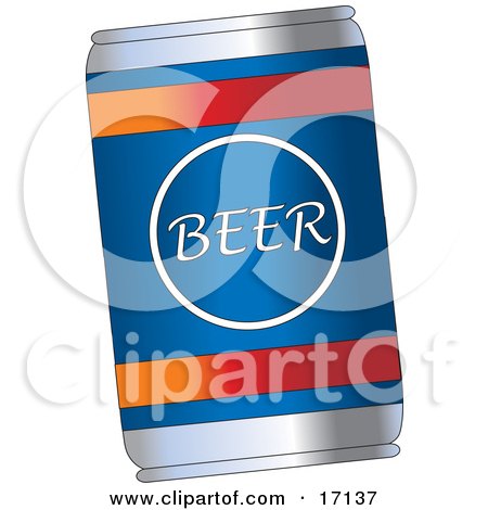 Blue Beer Can With Red and Orange Lines Clipart Illustration by Maria Bell