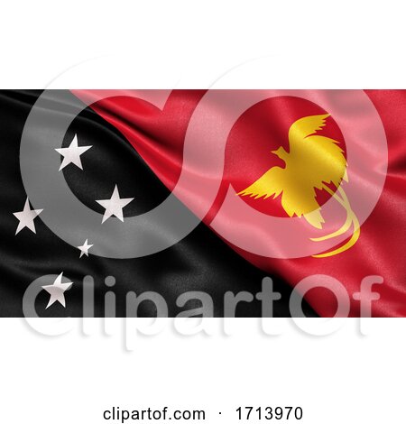 3D Illustration of the Flag of Papua New Guinea Waving in the Wind by stockillustrations
