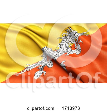 3D Illustration of the Flag of Bhutan Waving in the Wind by stockillustrations