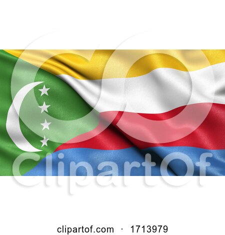 3D Illustration of the Flag of Comoros Waving in the Wind by stockillustrations