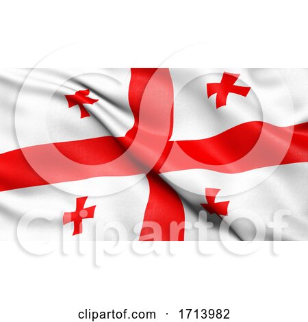 3D Illustration of the Flag of Georgia Waving in the Wind by stockillustrations
