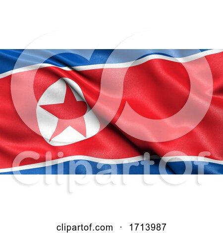 3D Illustration of the Flag of North Korea Waving in the Wind by stockillustrations