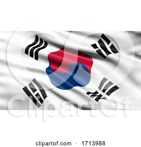 3D Illustration of the Flag of South Korea Waving in the Wind by stockillustrations