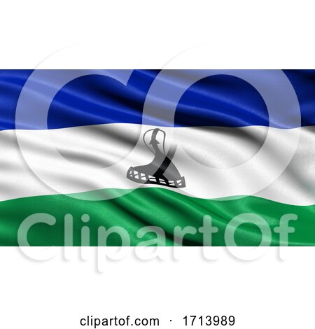 3D Illustration of the Flag of Lesotho Waving in the Wind by stockillustrations