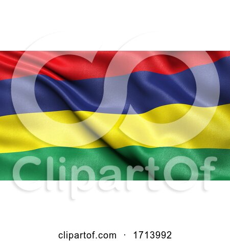 3D Illustration of the Flag of Mauritius Waving in the Wind by stockillustrations