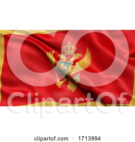 3D Illustration of the Flag of Montenegro Waving in the Wind by stockillustrations